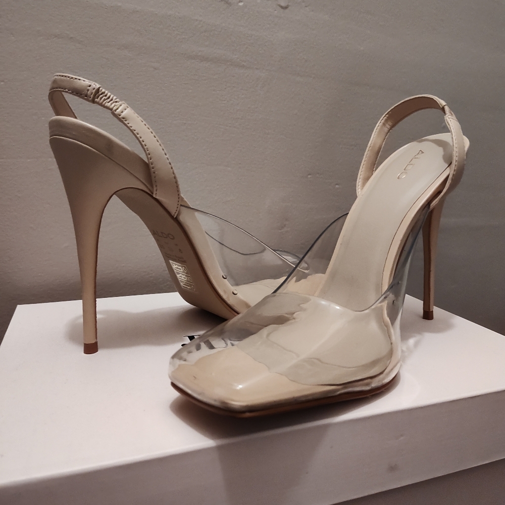 Aldo Cream Stiletto Heels with Slingback Design